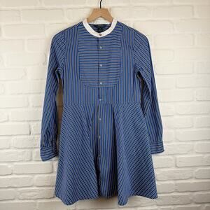 Polo Ralph Lauren Girl's Striped Cotton Poplin Button Down Shirt Dress Size 16